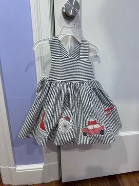 Savannah Black and White Striped Baby Sundress with Matching Bloomers